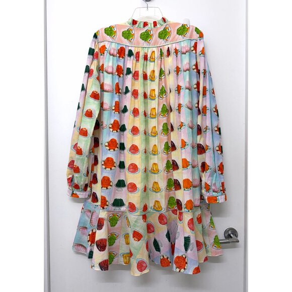 Rachel Antonoff Jello Stripe Print Drew Shirt Dress Rainbow Jelly Mold Belt L - Picture 10 of 16